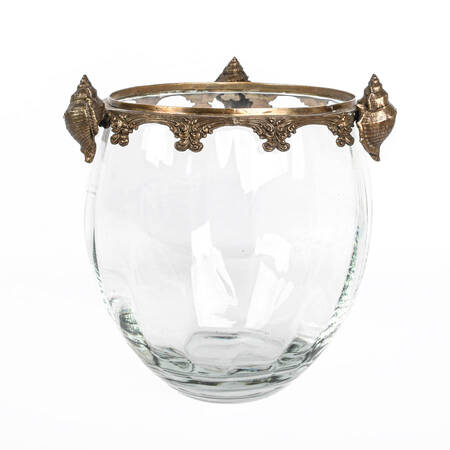 Crystal Urn with Metal Conch Shell Rim