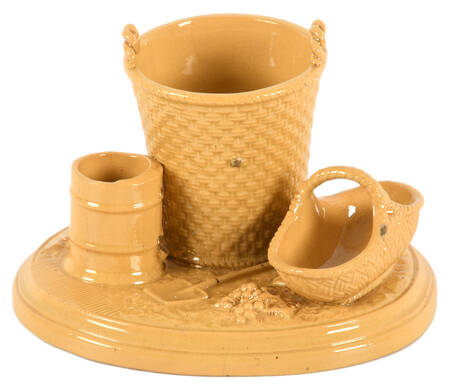 Antique Yellowware Tobacco Smoking Set