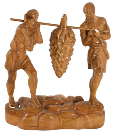 Antique Carved Wood Biblical "Joshua and Caleb" Statue