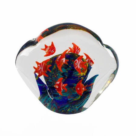 Mid-Century Modern Fish Grouping Art Glass Paperweight