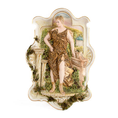 Antique Italian Capodimonte Figural Lady Wall Relief