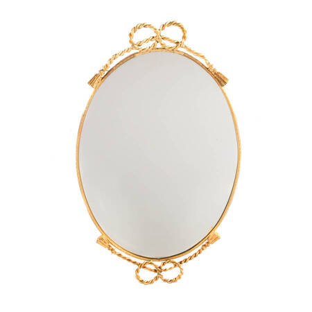 Ornate Brass-Framed Vanity Mirror with Bow Handles