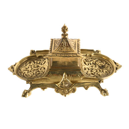 Japanese Brass Footed Pagoda Inkwell