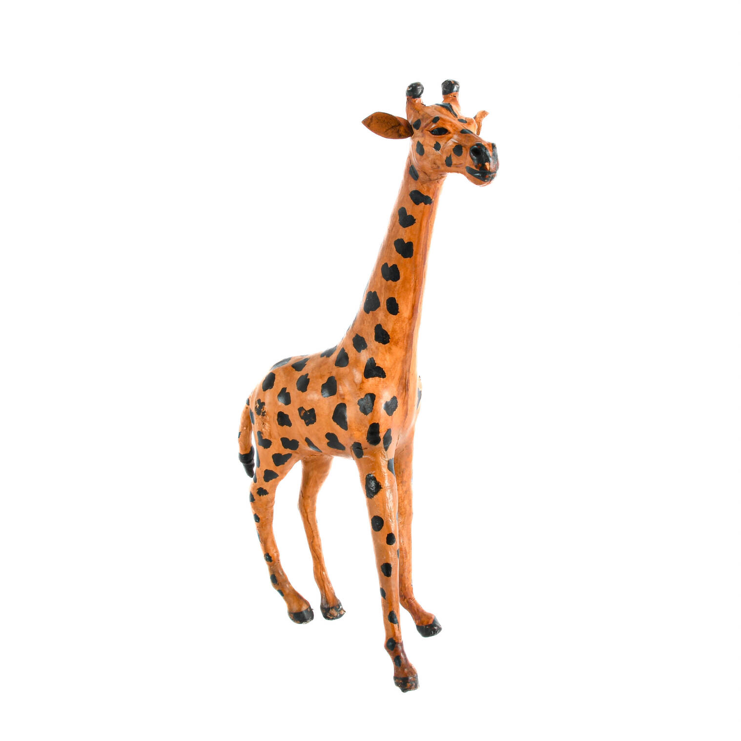 Abercrombie & Fitch-Style Leather and Painted Giraffe Sculpture