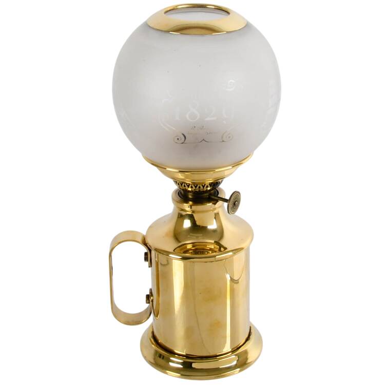 Antique Gaudard French Oil Lamp with Etched Glass Globe