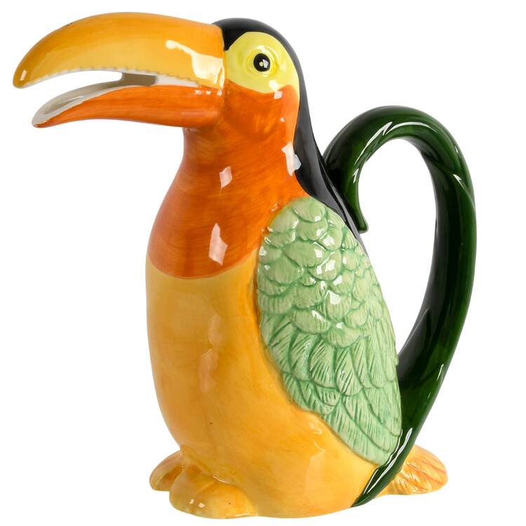 Ceramic Toucan Bird Water Pitcher