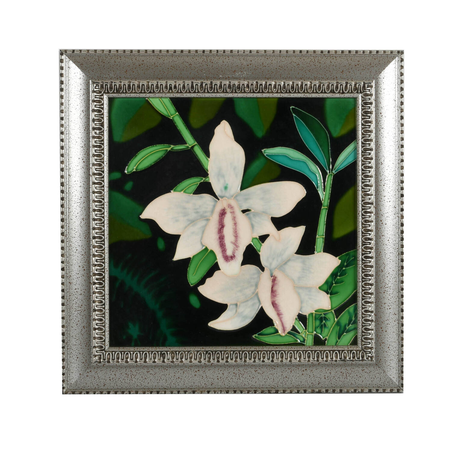 Framed Porcelain Orchids Wall Tile