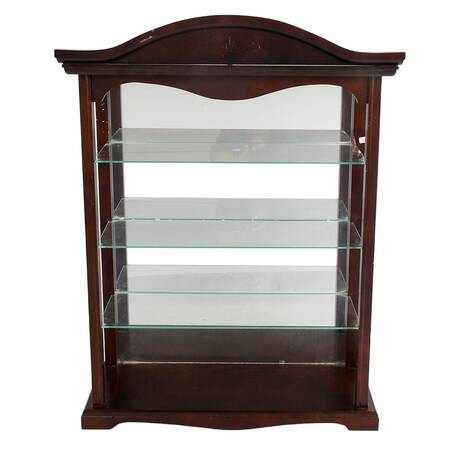 Mahogany Wall Curio with Glass Shelves