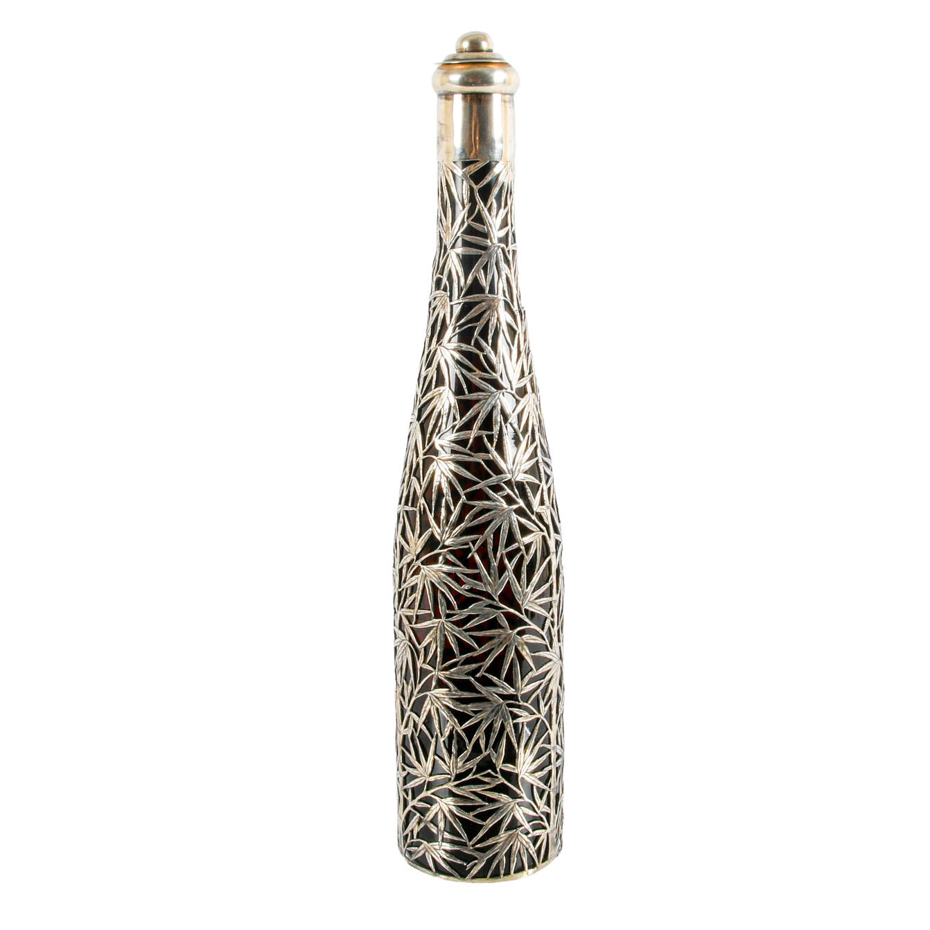 Decanter with Silver Bamboo Overlay