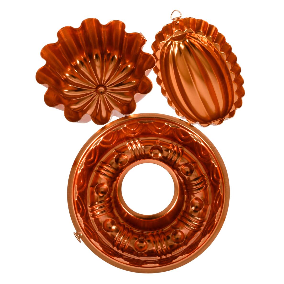 Set of Three Hong Kongese Copper Jello Aspic Molds