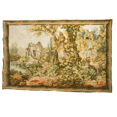 Romantic French Scenic Estate Wall Tapestry
