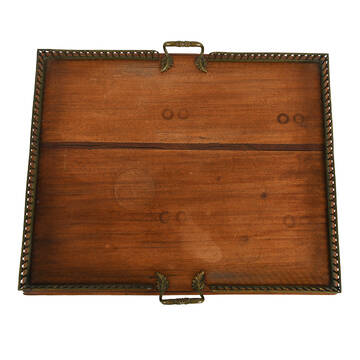 Antique Bronze and Wood Serving Tray