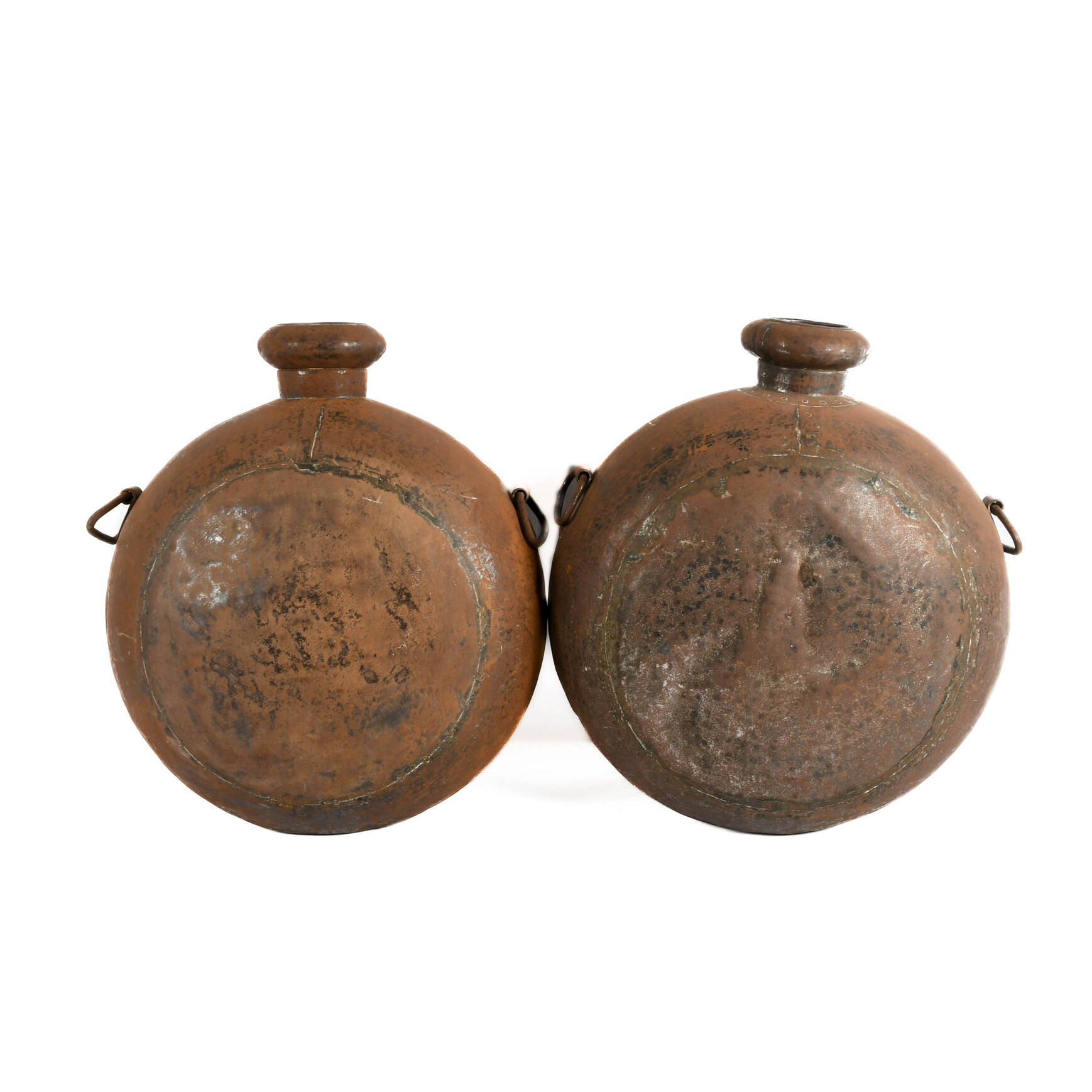 Pair of Oversize Rustic Metal Water Vessels