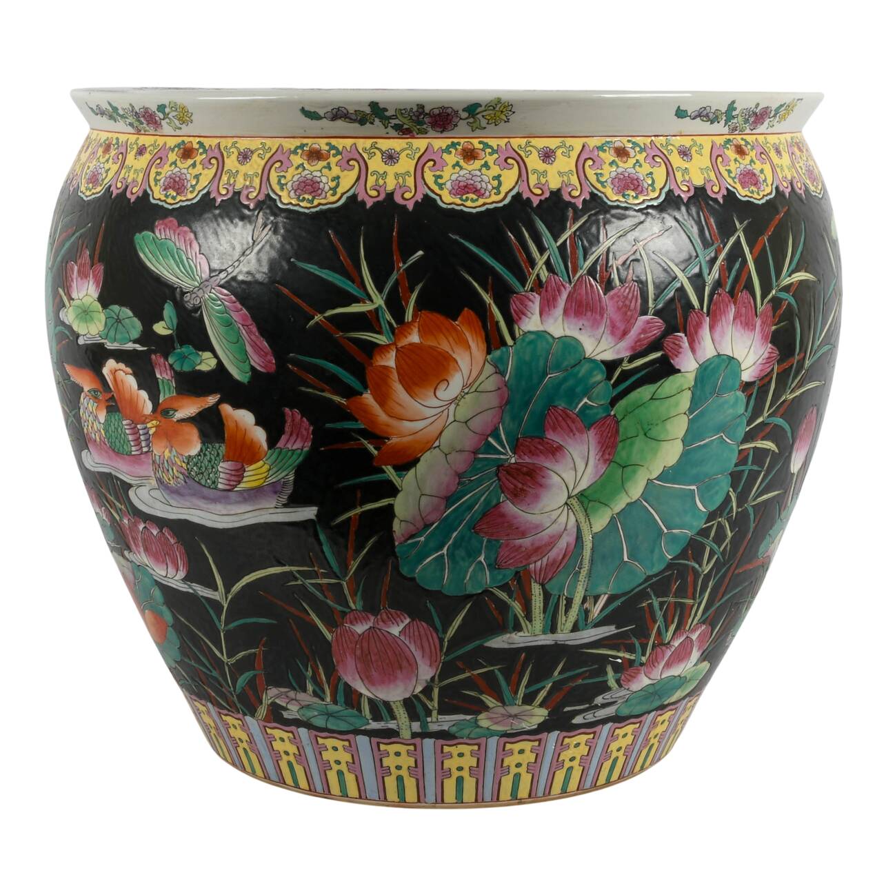 Large Chinese Porcelain Fishbowl Planter