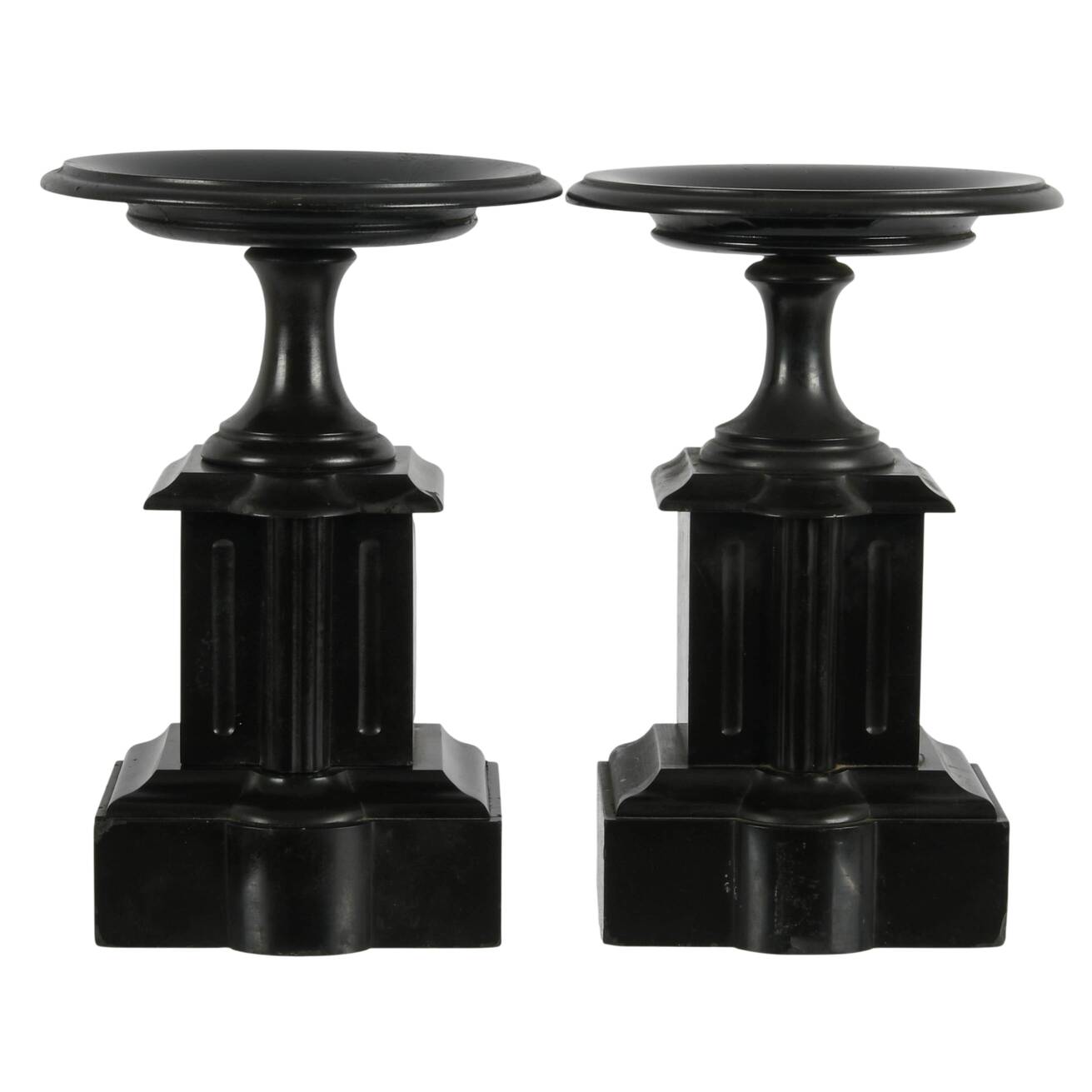 Antique Pair of Black Neoclassical Stone Tazzas
