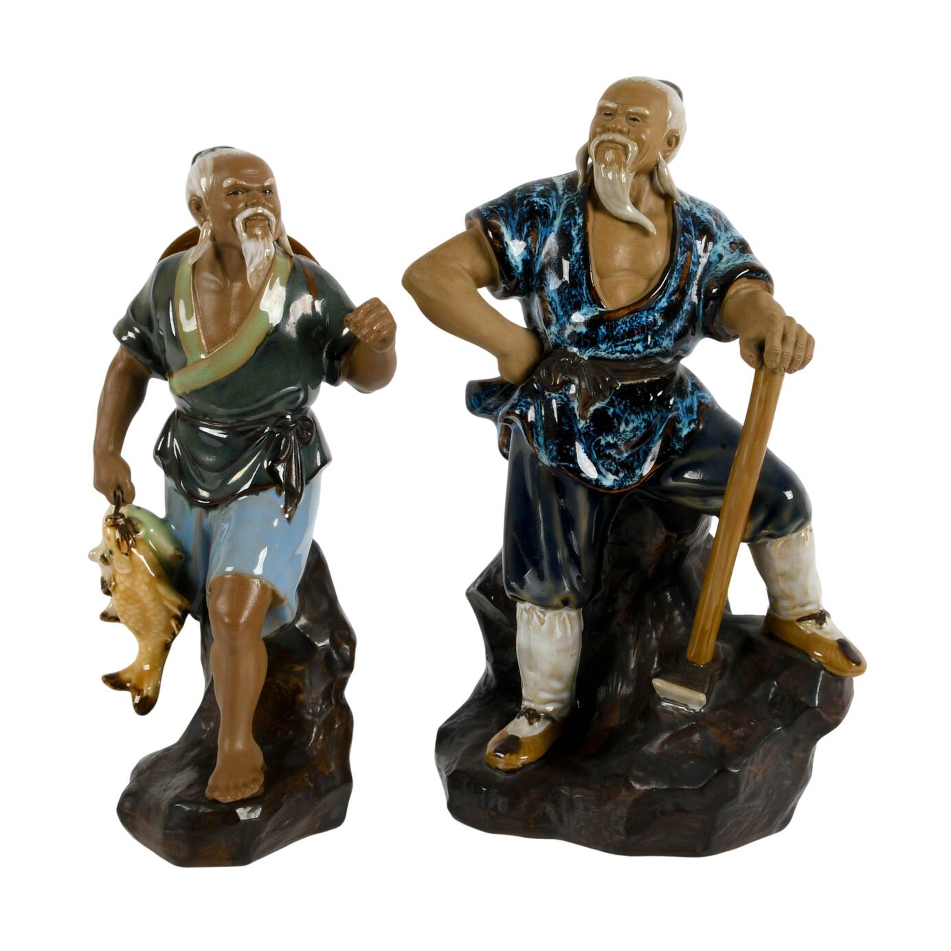 Set of Two Glazed Chinese Mudmen