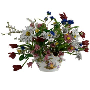Carl Thieme Dresden Centerpiece Bowl with French-Style Beaded Florals