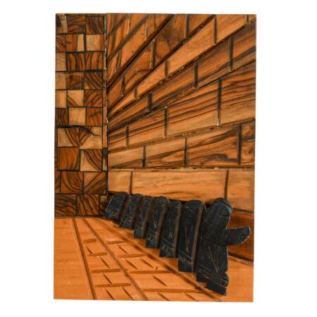 Hand-Carved Wood Plaque Depicting Prayer at the Western Wall