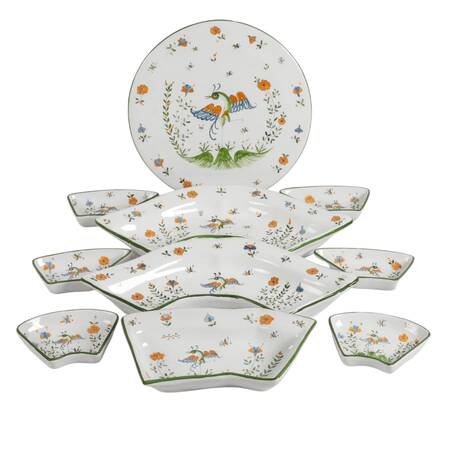 Ten-Piece Paci Torgiano Italian Glazed Faience Terracotta Serving Set