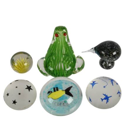 Grouping of Six Crystal Paperweights