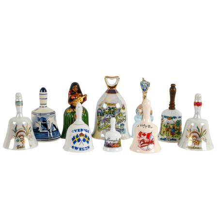 Lot of Ten Porcelain Souvenir Bells