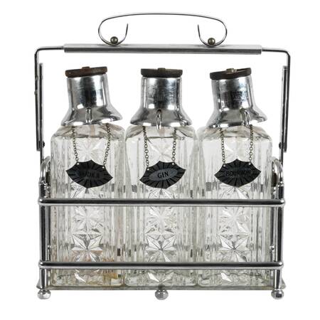 Mid-Century Modern Chrome and Crystal Decanter Set