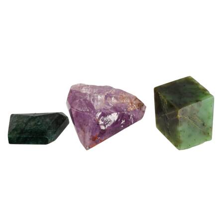 Gemstone Triple Threat Jade and Amethyst Specimens