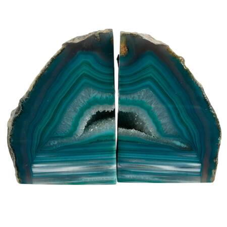 Pair of Sea Green Dyed Bookend Geodes