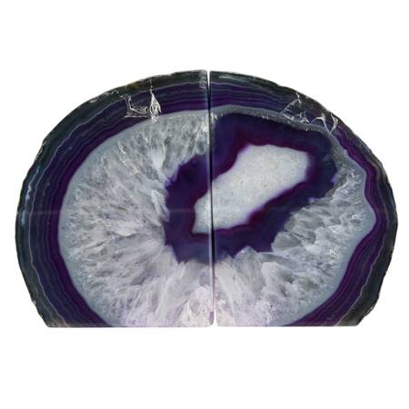 Pair of Blue and White Dyed Geode Bookends