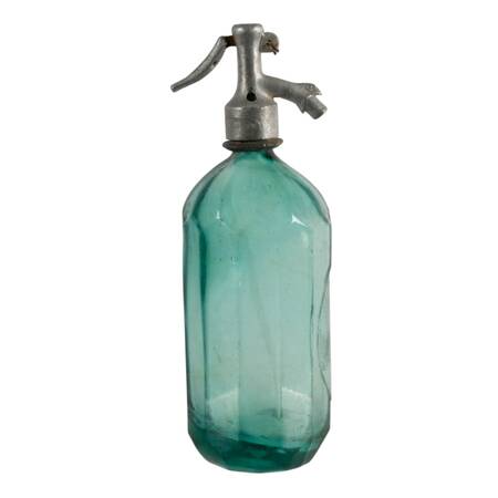 Hand-Blown Green Glass Soda Syphon Seltzer Bottle