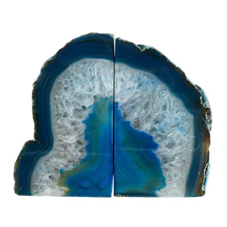 Blue Dyed Geode Bookends
