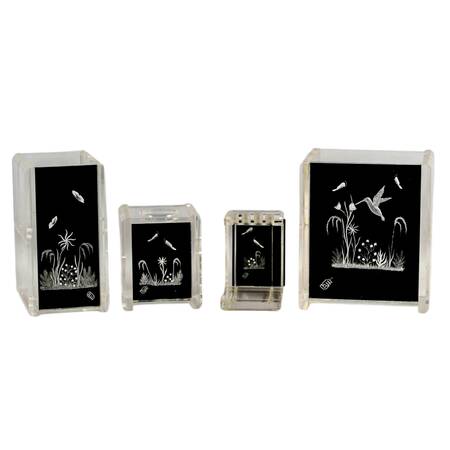 Four-Piece Etched Botanical Acrylic Bath Set