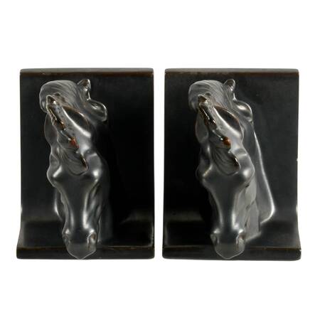 Pair of Mid-Century Black Equestrian Horse Bookends