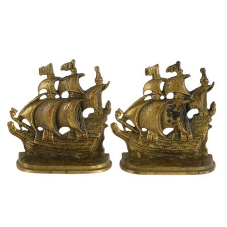 Pair of Nautical Spanish Galleon Ship Metal Bookends