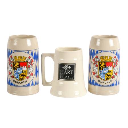 Pair of Franz Stöber Stoneware Beer Steins and a German Pottery Beer Stein