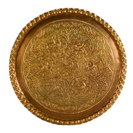 Antique Persian Embossed Copper Tea Tray