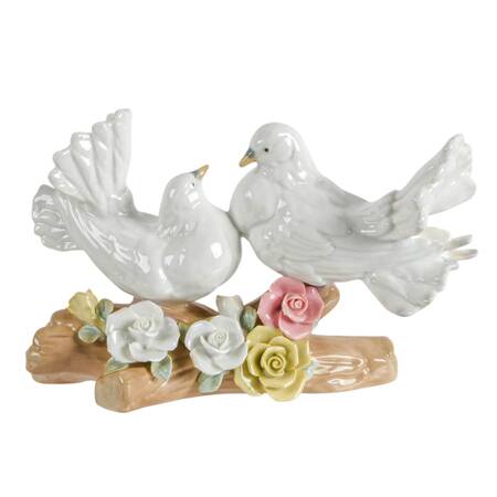 Vintage Capodimonte-Style Fan Tail Doves on Branch