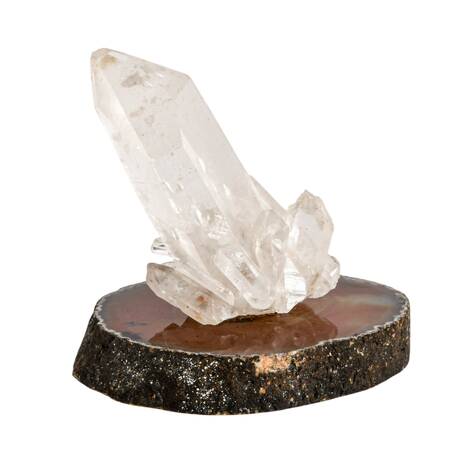 Quartz Crystal Specimen on Wood Display