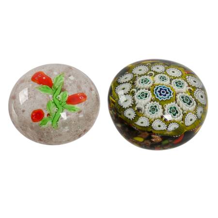 Pair of Floral Crystal Paperweights