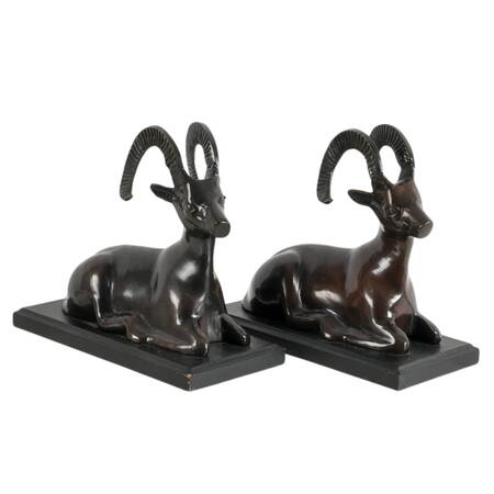Pair of Cold Painted Spelter Resting Rams Bookends