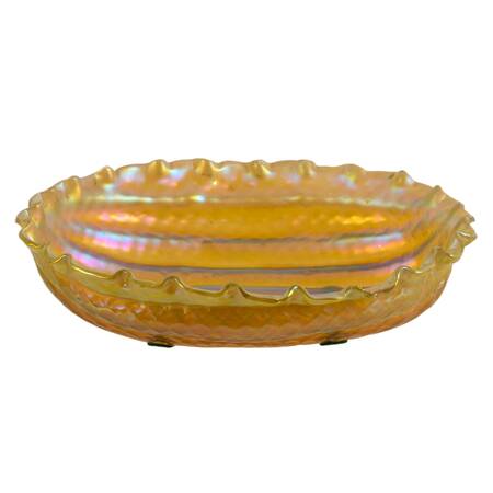 Antique Opalescent Art Glass Melon Bowl Attributed to Loetz