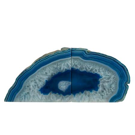 Pair of White and Blue Dyed Geode Specimens