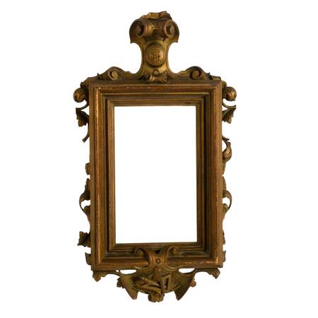 Antique Napoleon III Period Carved and Gilded Wood Masonic Frame