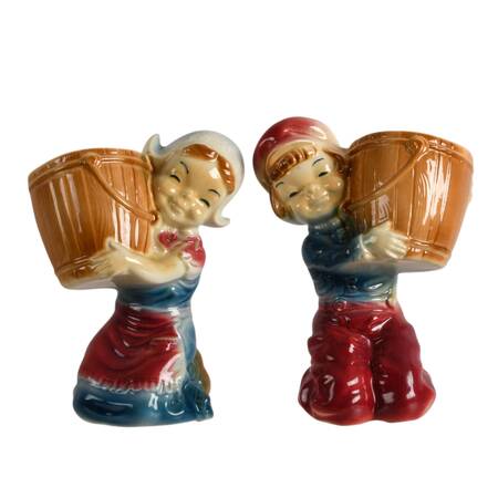 Pair of Royal Copley Dutch Girl and Boy Planters