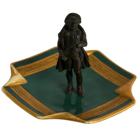 Antique Napoleon Conquering Egypt Bronze and Porcelain Cigar Ashtray