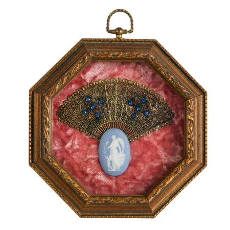 1950's Fragonard Fan Shadow Box with Bisque Cameo