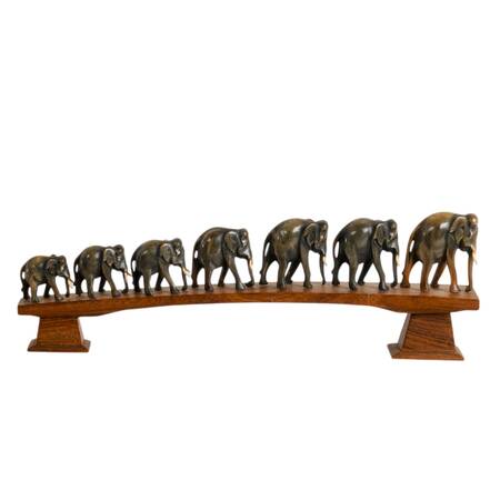 Anglo-Indian Carved Wood Elephant Bridge