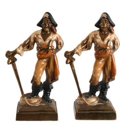 Pair of Jolly Roger Swashbuckler Bookends After Paul Herzel