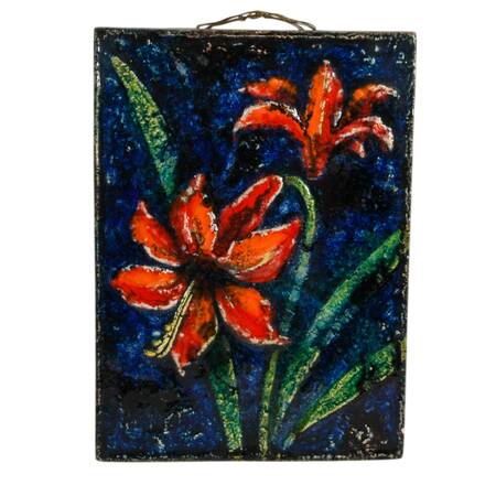 Majolika Ceramic Amaryllis Mural by Werner Meschede for Karlsruhe