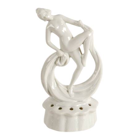 Vintage German Art Deco White Porcelain Coronet Dancer Flower Frog